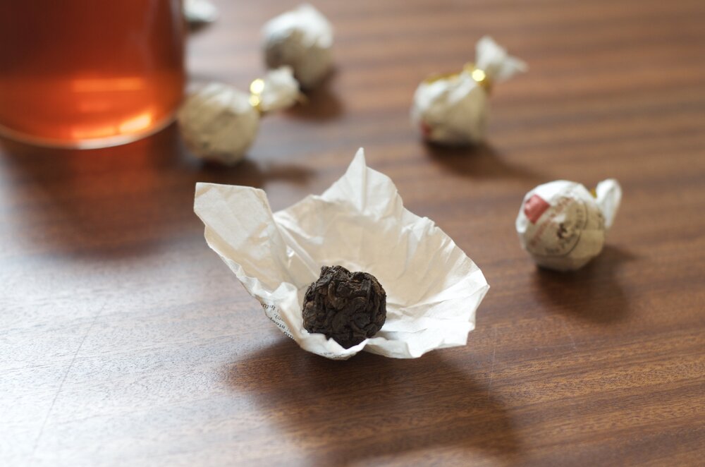 Shu Truffle Pu-erh Tea unwrapped