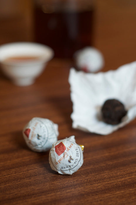 Shu Truffle Pu-erh Tea sample wrapped