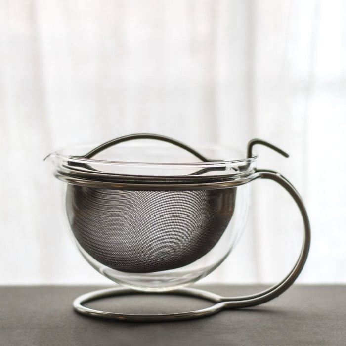 Metal Teapot and Glass